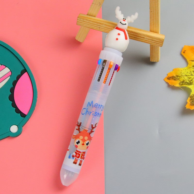 Wholesale Christmas Ten Color Plastic Ballpoint Pens